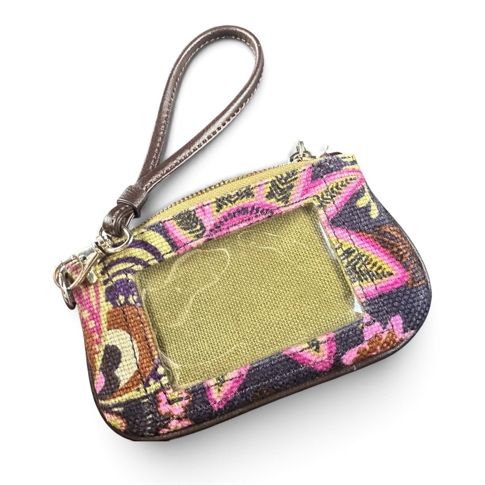 Spartina 449 Daufuskie Island Linen Leather Floral Wristlet Pouch Multi READ